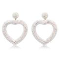 6 color Statement Beaded Heart Hoop Earrings Fashion Bohemian Handmade Woven Glass Seed Whimsical Drop Earring Stud Jewelry
