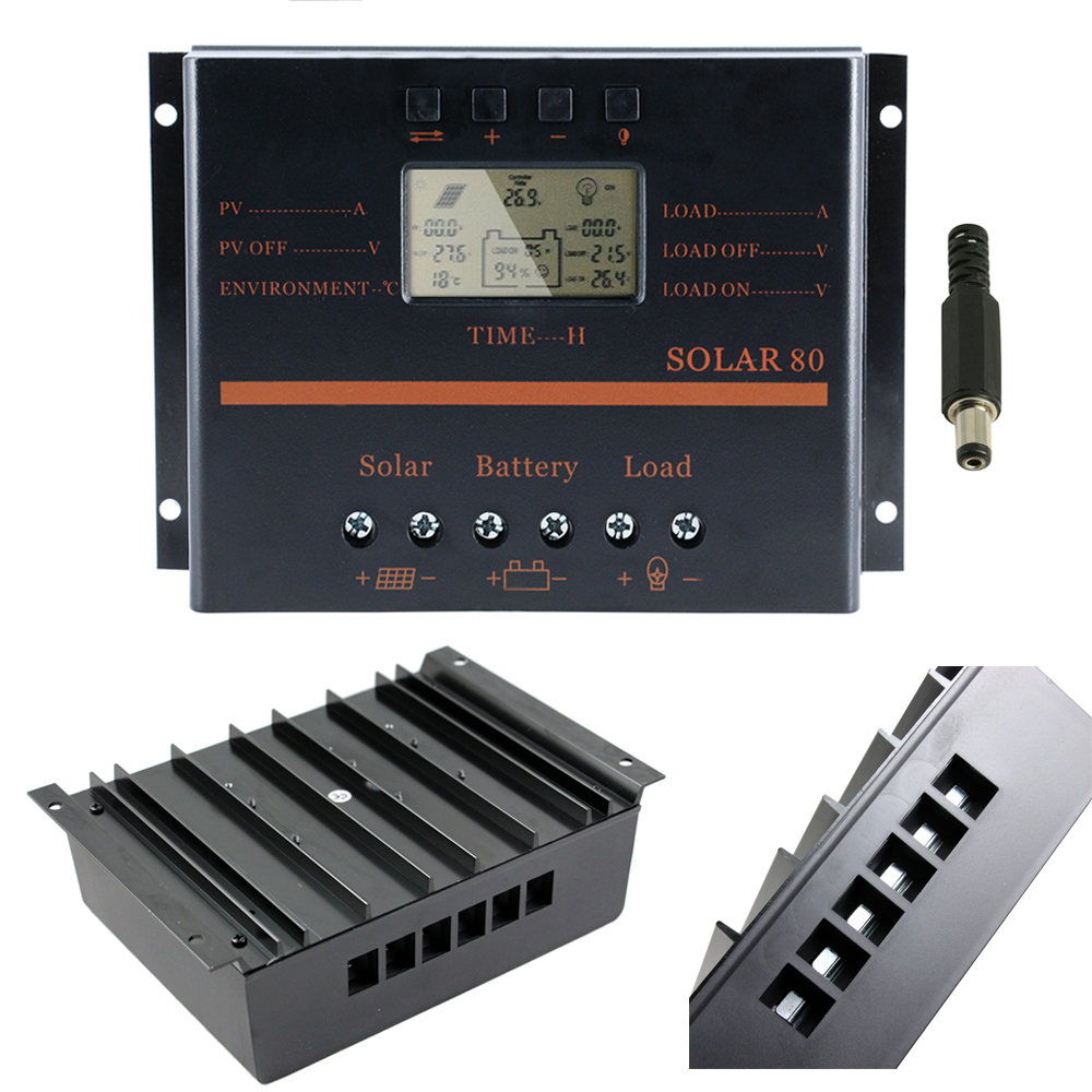 Y-SOLAR 30A 50A 60A 80A Solar Charger Controller 12V 24V Auto LCD Display PV Charger Solar Regulator with USB 5V Output S60 S80