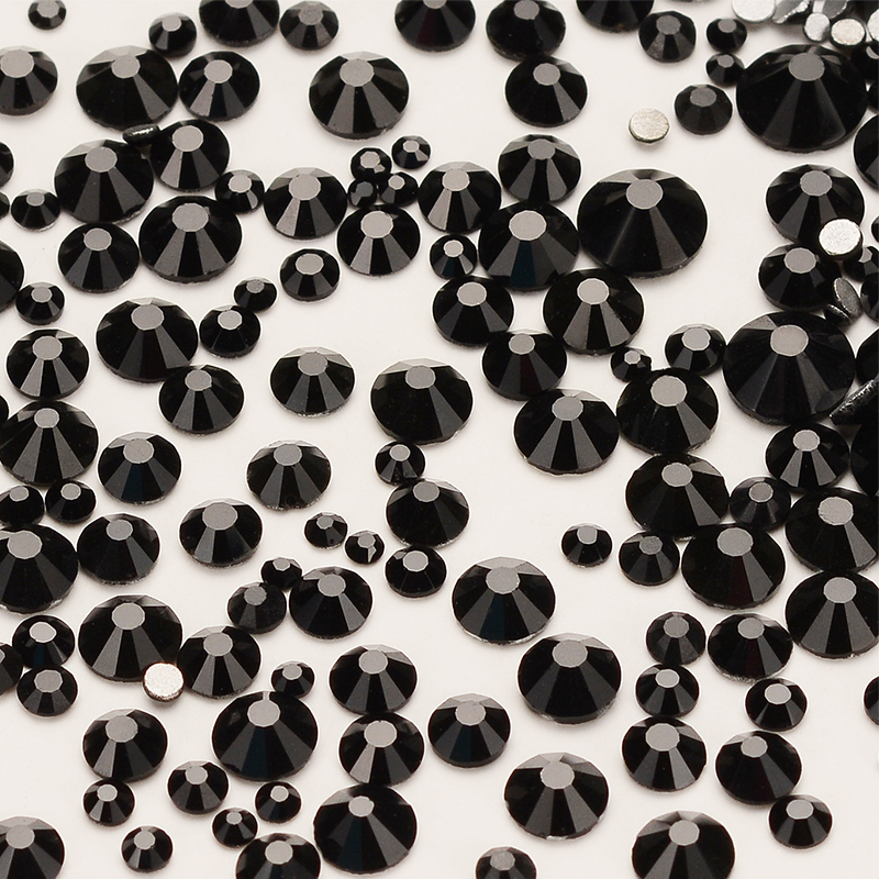 Mix Size Black SS3~SS20 Flat Back Rhinestones for Nail Arts and Crafts Nail Art Decorations