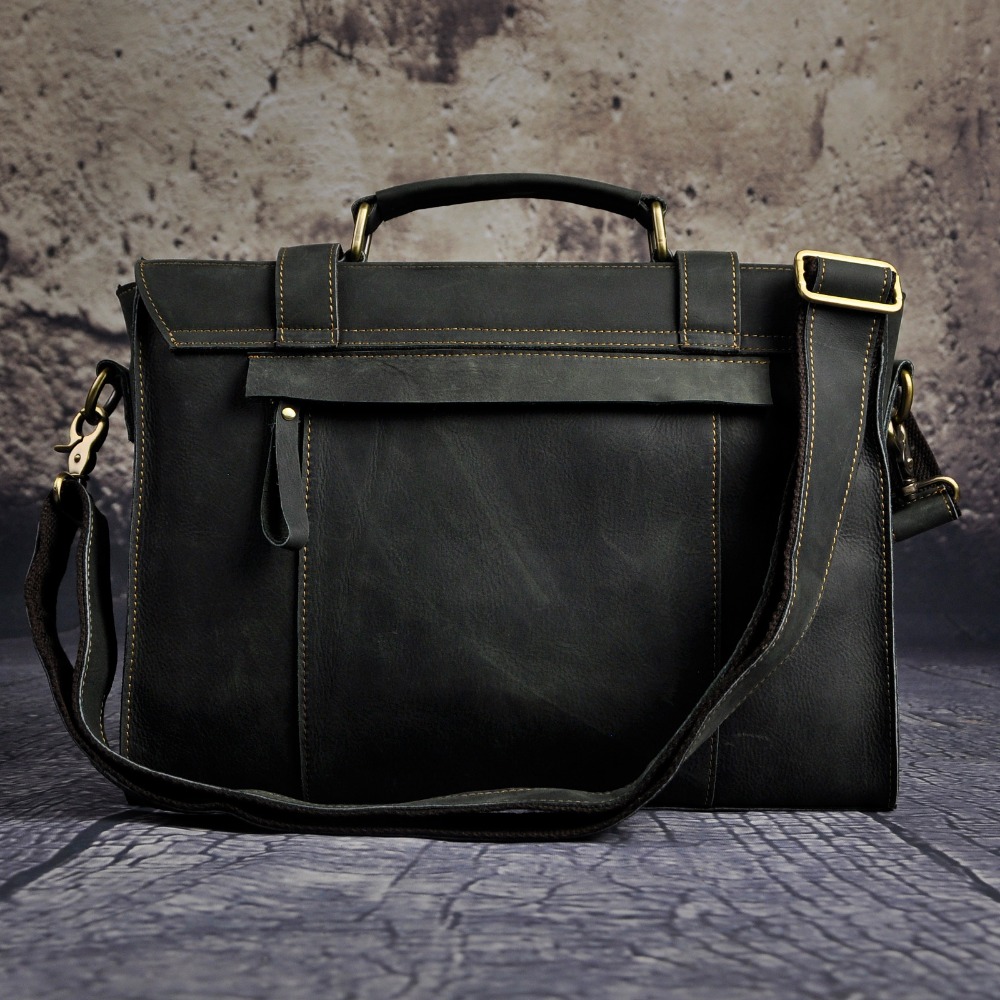 Le'aokuu Men Real Leather Antique Style Coffee Briefcase Business 13" Laptop Cases Attache Messenger Bags Portfolio 2767