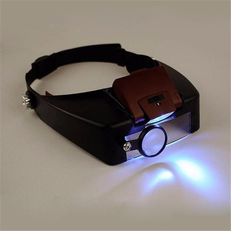 10X Magnifier illuminated Magnifying Glass Lighted Loupe Glasses Head Adjustable Headbrand Third hand Optical Instrument