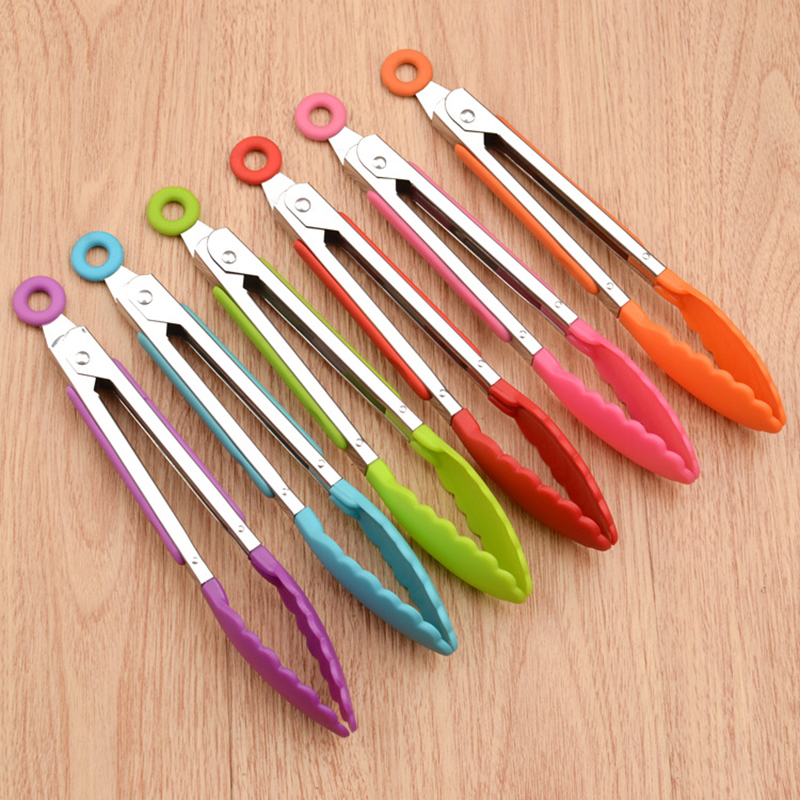 Kitchen Accessories Vegetable Cooking Salad Serving BBQ Tongs Stainless Steel Handle Barbecue Gadgets Clip Kitchen Utensil Tools