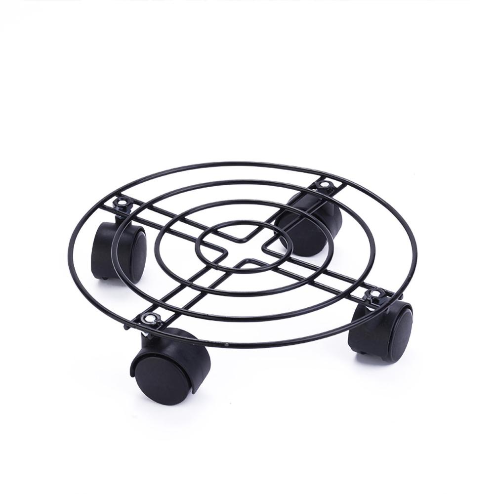 # Round Flower Plant Pot Tray Wrought Iron 4 Wheels Heavy Planter Flowers Pot Mover Trolley Plate Stand Holder Home Garden Decor