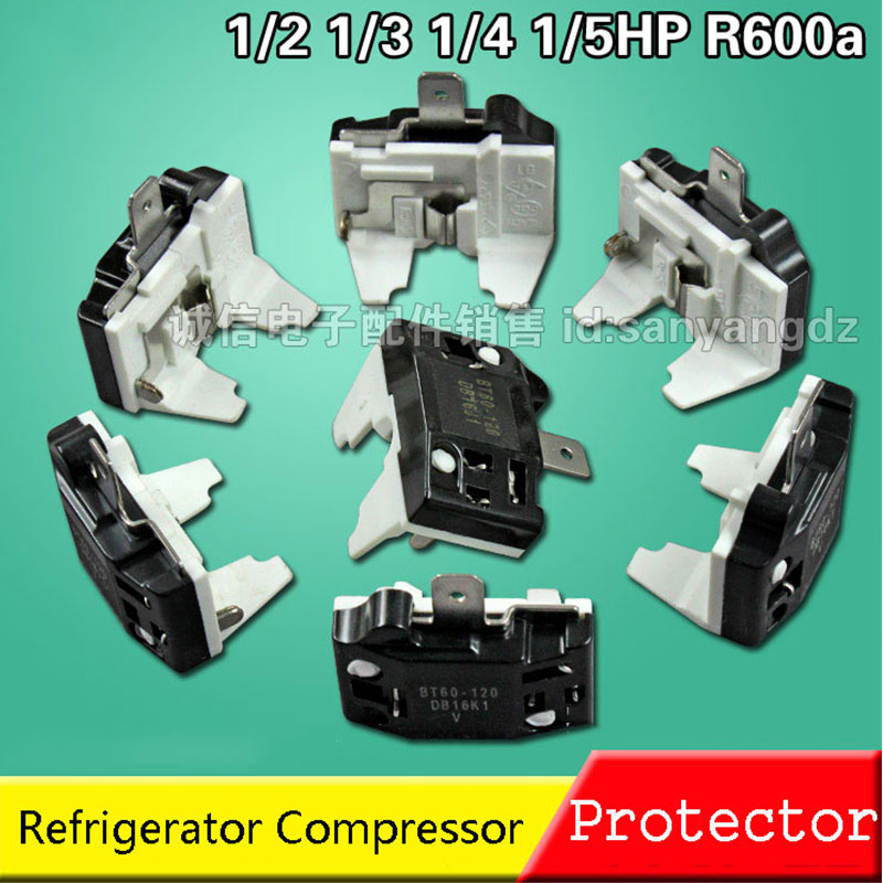 2Pcs 1/2HP375W 1/4HP180W 1/5HP150W R600A Refrigerator Freezer Compressor Thermal Flat Overload Protector