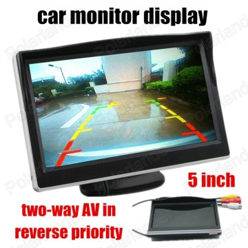 HD Car digital color TFT LCD Monitor 5 inch Car monitor display 2ch Video input for Car Rearview Camera reverse priority