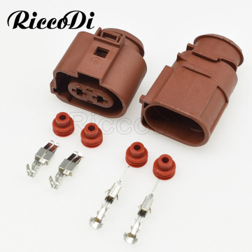 1-20Kts 2 Pin Female Male VW Sealed Automotive Waterproof Connectors Plug Socket With Pins And Rubber Seals 3B0973852A 752A