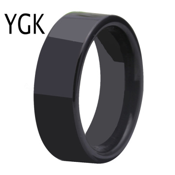 Free Shipping Hot Sales 8MM Width Shiny Black Pipe Ring Comfort Fit Blank Ring New Men's Fashion Tungsten Wedding Ring