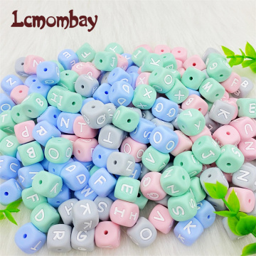 100/300/500pcs Silicone letters Beads 12mm colourful Baby Teethers Beads Chewing Alphabet Bead For DIY Personalized Name