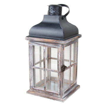 Handmade Home Wedding Hanging European Style Candle Holder Wood Metal Garden Lantern Vintage Exquisite Decoration With Handle