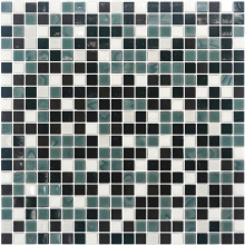 Mixed Black Mosaic Tile Backsplash Square Sheet Glass