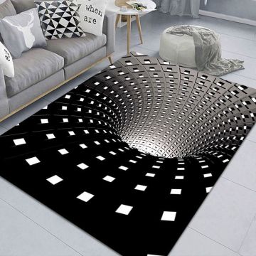 Luxury White Black 3D Printing Carpets for Living Room Bedroom Area Rugs Geometric Illusion pattern Rug Alfombra Home Office Mat