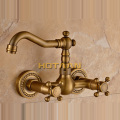 Free shipping Kitchen Faucet torneira wall mounted Antique Brass Swivel Bathroom Basin Sink Mixer Tap Crane,YT-6035