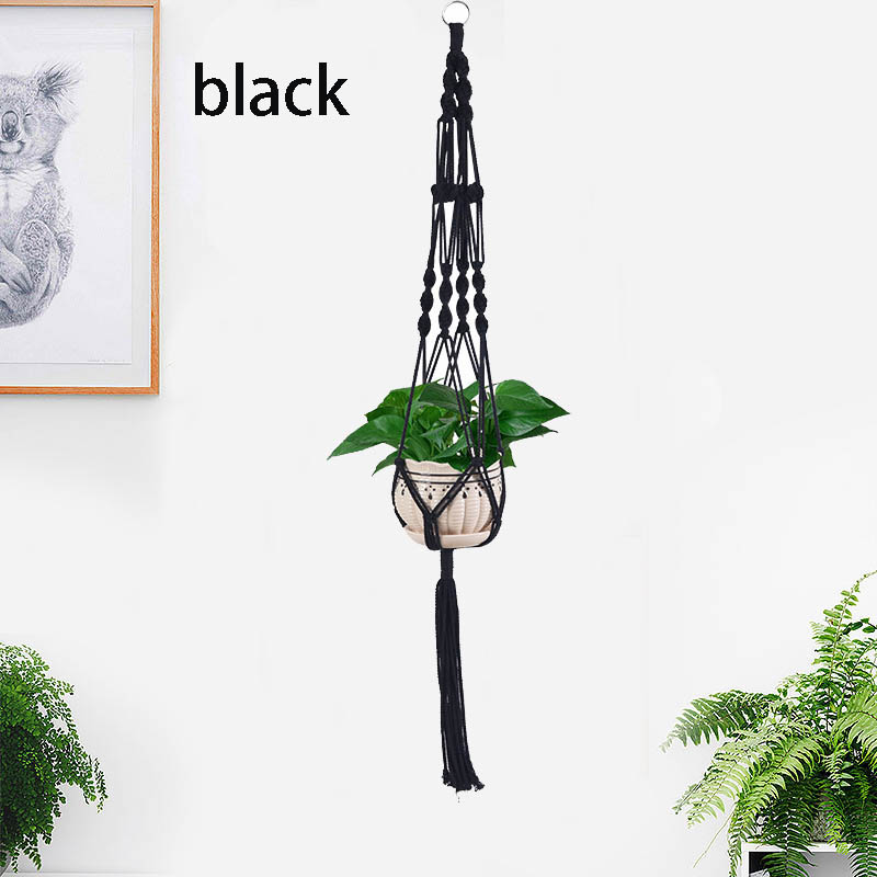 Hot sale colorful macrame plant hanger pot hanger pot tray plant tray yellow green gray black