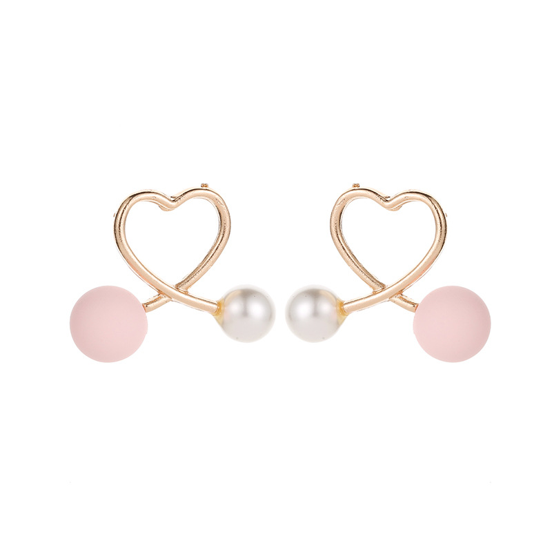 Korean version of the new creative Earrings simple, fresh cross peach heart earrings small sweet net red ear nails wholesale