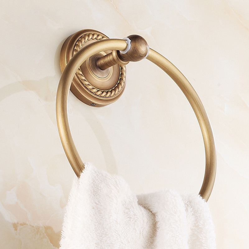 Towel Rings Antique Brass Wall Mounted Rack Towel Holder Bath Shelf Towel Hangers Storage Bathroom Accessories Towel Bar HJ-1307