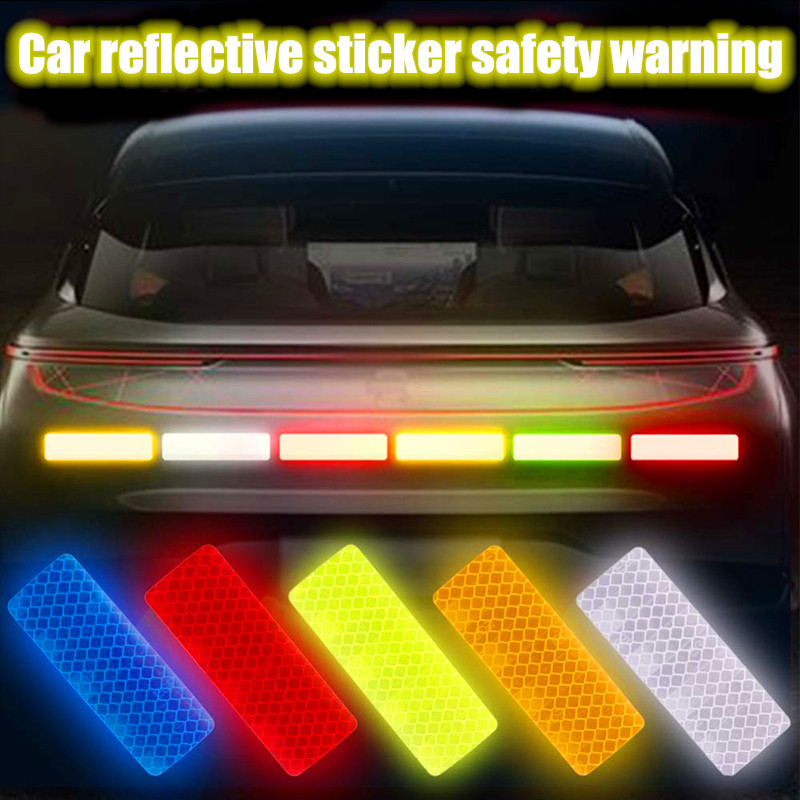 10 pcs Square Rectangle Car Safety Mark Decal Warning Tape Reflective Stickers For Bicycle Car Exterior Decoration Accessories