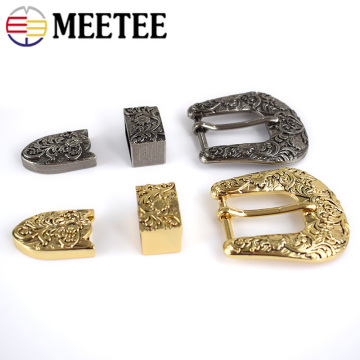 Meetee 1set 25mm Retro Carved Unisex Belt Buckles Metal Buckle Head DIY Leather Craft Decorative Hardware Accessories ZK785