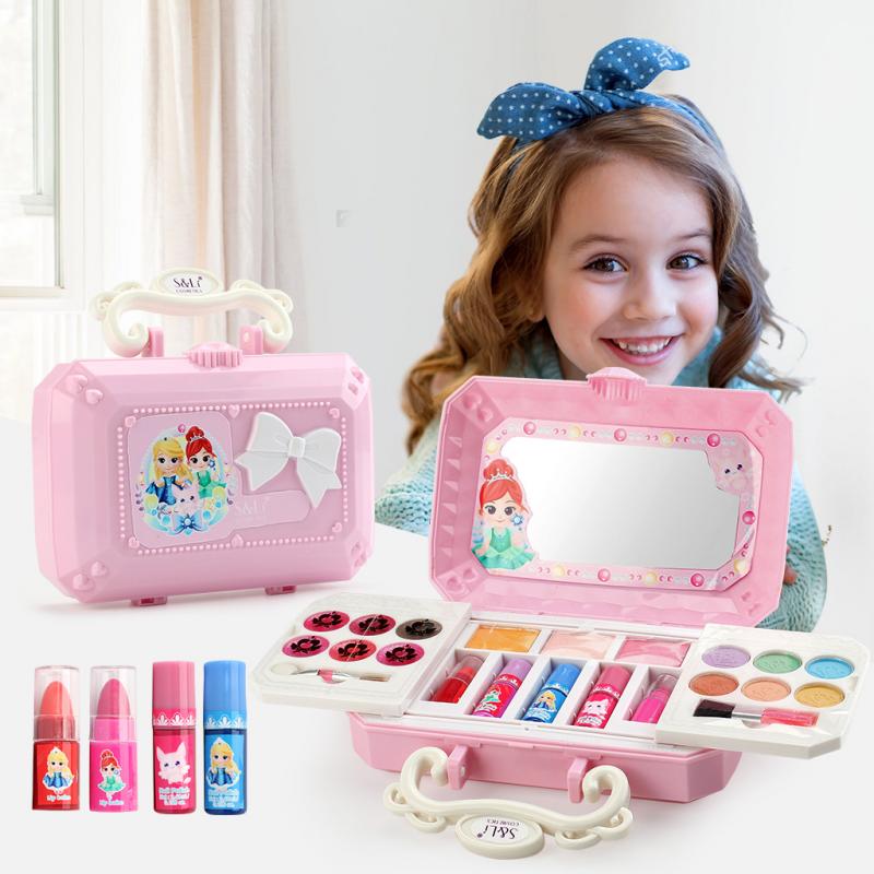 Princess Makeup Set Toy For Kids Cosmetic Girls Kit Safe Non-Toxic Eyeshadow Lip Gloss Gift Palette Beauty Toys Cosmetic TSLM1