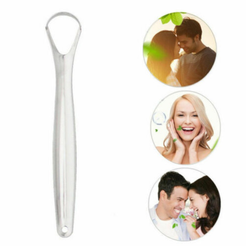 Hot 1pcs Useful Tongue Scraper Stainless Steel Oral Tongue Cleaner Mouth Brush Reusable Fresh Breath Maker Oral Health