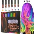 6pcs Colorful Disposable Hair Chalk Temporary Child Hair Dye Pen Non-toxic Portable Washable Hair Dye Pen Birthday Party Cosplay