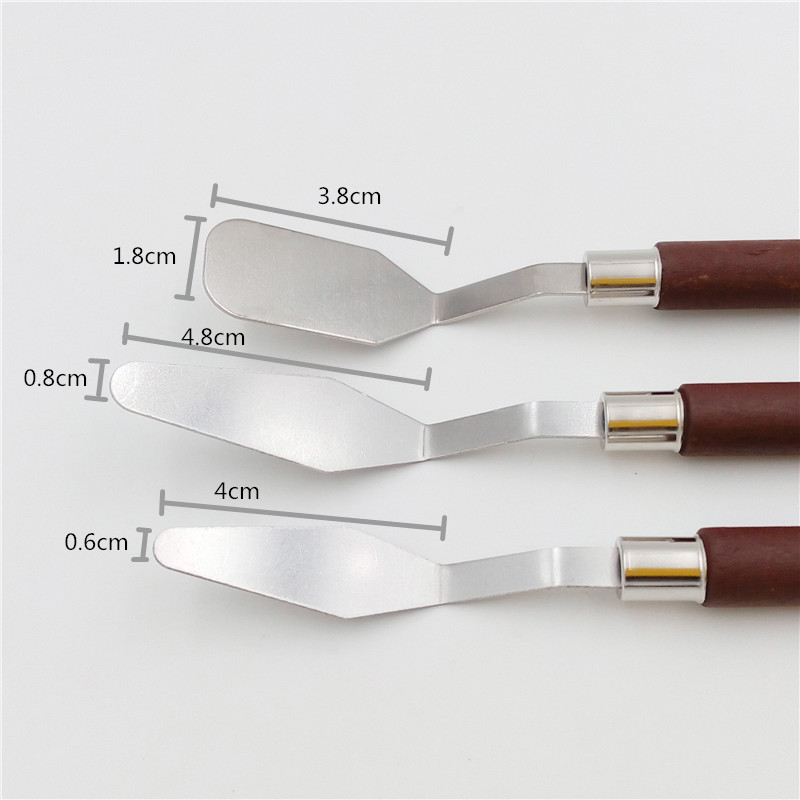 New 3pcs Professional Stainless Steel Artist Painting Palette Knife Kit Spatula Paint Art Craft Clay Tools