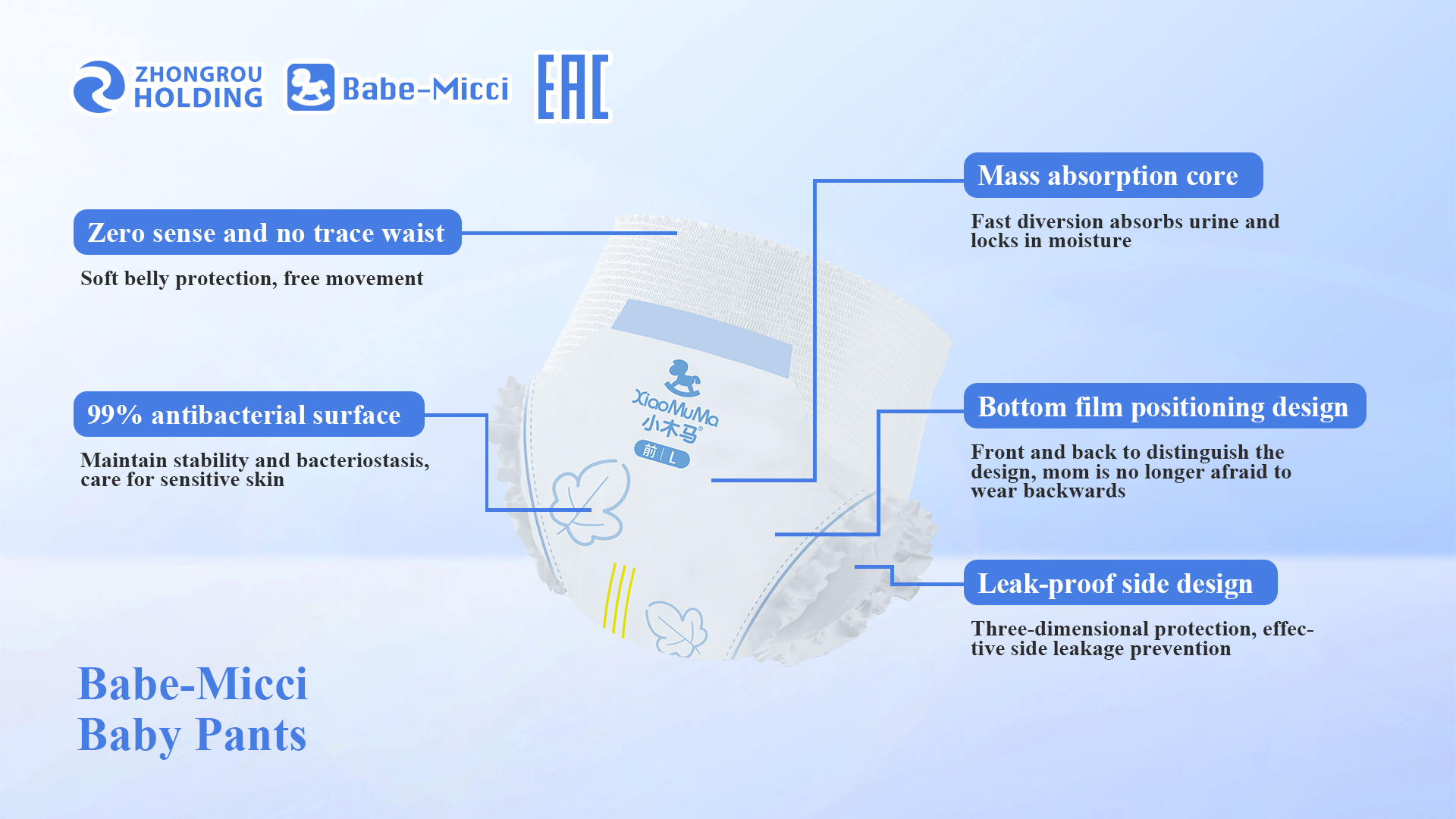 Soft Top Layer Disposable Baby Diapers