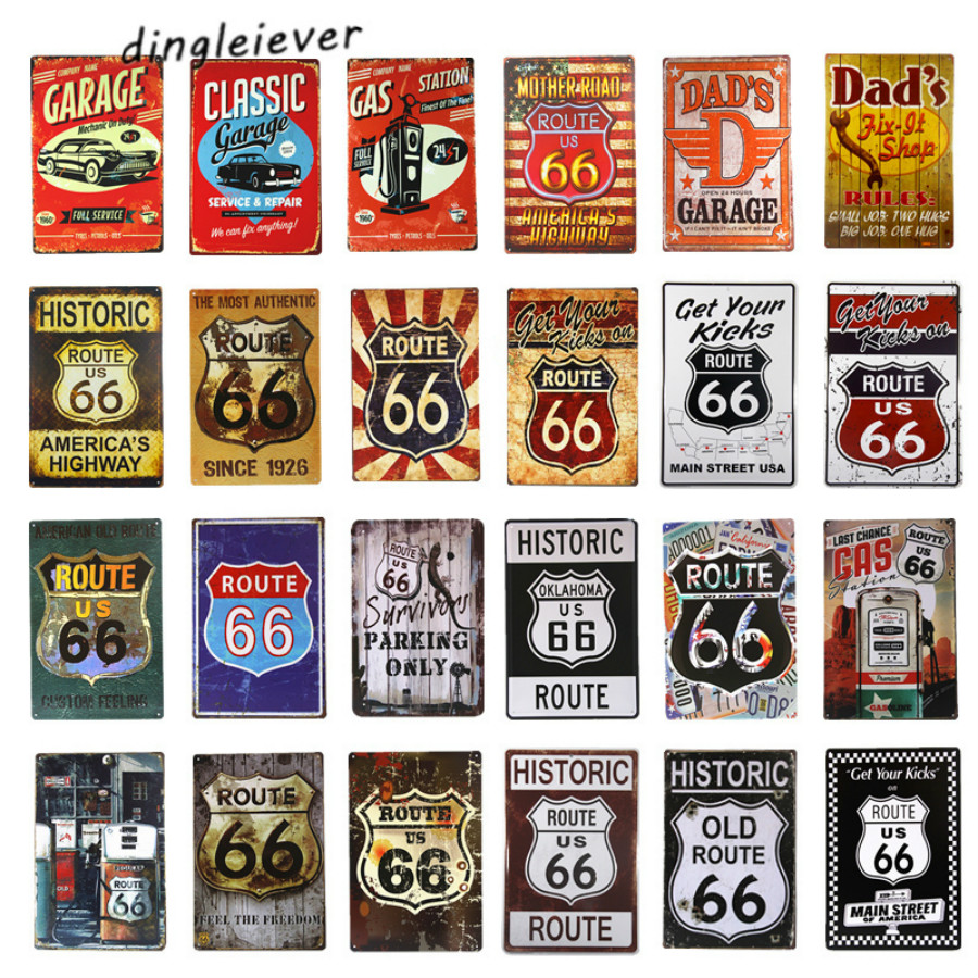 DL- The Mother Road -- ROUTE 66 retro painting nostalgic souvenirs metal crafts home decoration