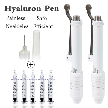 Hyaluronic Injection Acid Pen + 5pcs Syringe Needle Massage Atomizer Pen High Pressure Mesotherapy Gun Anti Wrinkle Lip filling