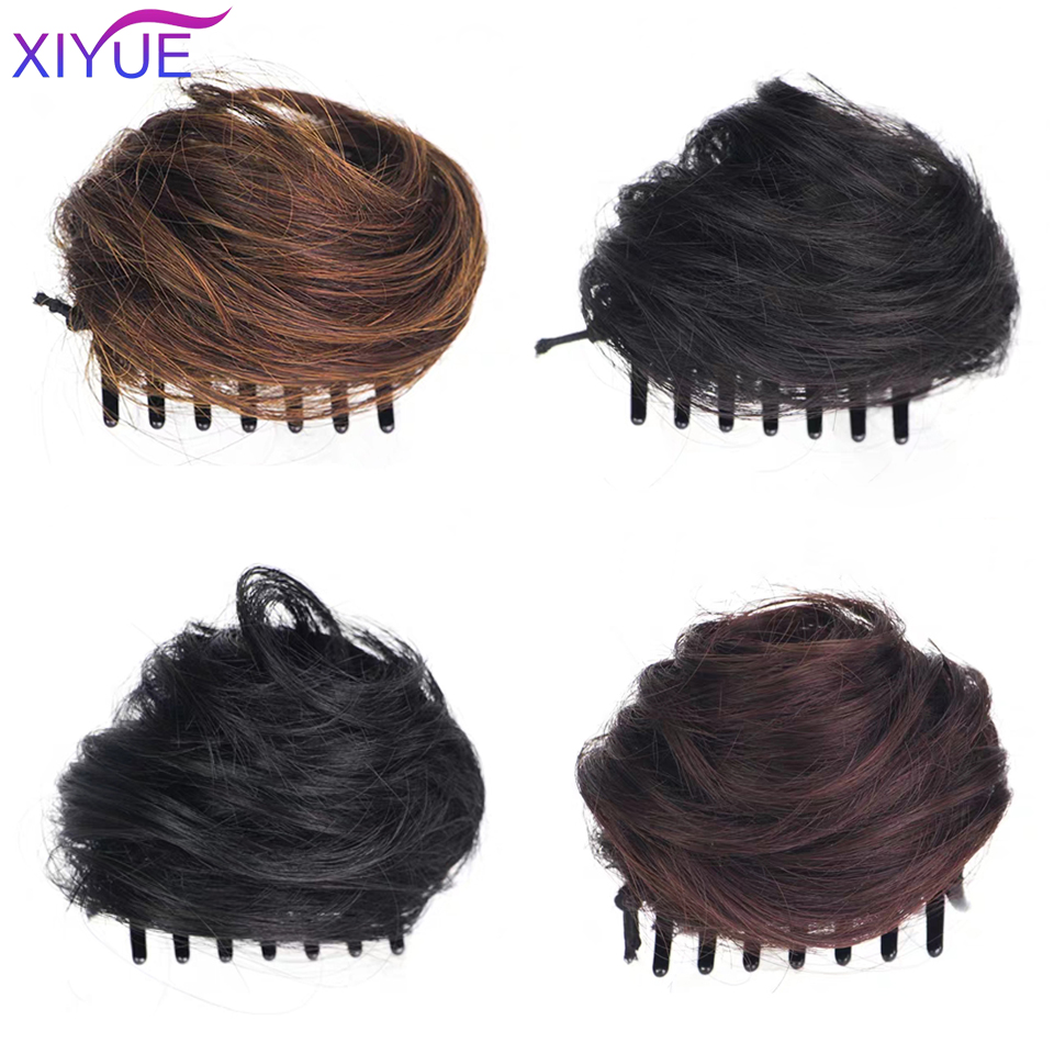 XIYUE Curly Chignon Short Synthetic Hair Extension Chignon Donut Roller Bun Wig claw Clip In Hairpiece For Women