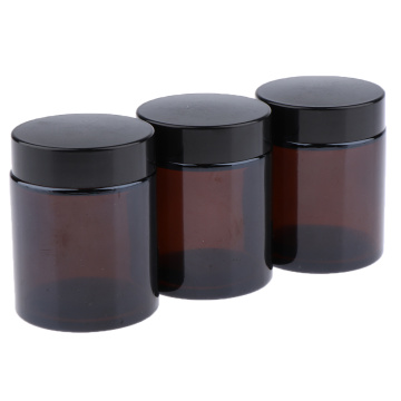 Glass Travel Bottles Containers, 3 Pack(Amber & Black) - Toiletry Cosmetic Makeup Body Hand Cream Lotion Jars
