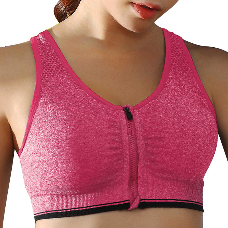 Hot Women Zipper Push Up Sports Bras Vest Underwear Shockproof Breathable Gym Fitness Athletic Running Yoga Bh Sport Tops