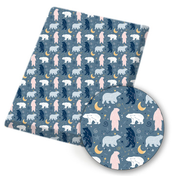 IBOWS Polyester Cotton Fabric Cartoon Bear Theme Printed Fabric DIY Sewing Home Textile Cloth Garment Material 45*145cm/pc 80g