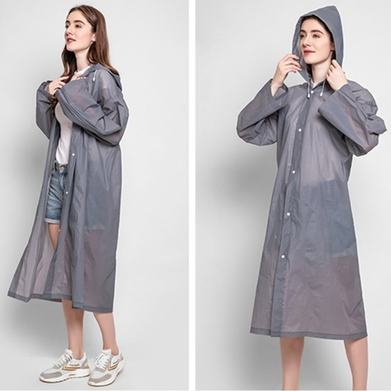 Adult Thickened Waterproof Rain Poncho Coat PEVA Women Man Raincoat Camping Clear Transparent Hoodie Rainwear Suit