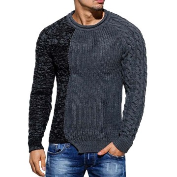 Autumn Winter New Men Sweater Fashion O-Neck Patchwork Cotton Pullover Sweater Men Slim Fit Long Sleeve Knitted Mens Sweaters