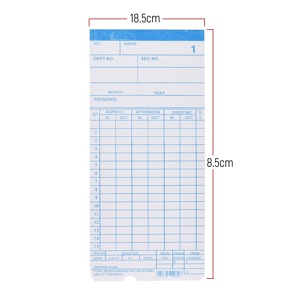 90pcs/ Pack Time Cards Timecards Monthly 2-sided 18 * 8.4cm for Employee Attendance Time Clock Recorder Time Recording