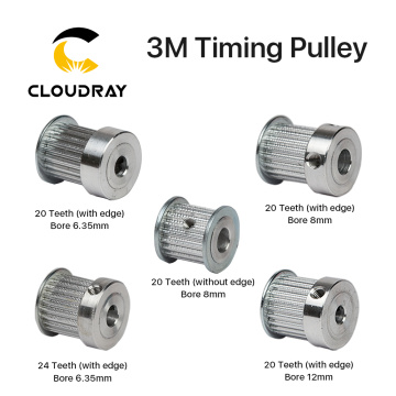 Cloudray CO2 Laser Metal Parts Synchronous HTD 3M Gear Pulley 6.35/8/12mm for DIY CO2 Laser Engraving Cutting Machine