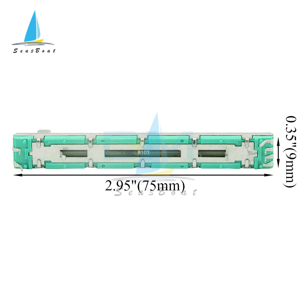 5pcs B103 B10K Ohm Duplex Potentiometer Mixer Fader 75MM SC6080GH Slide Adjustment Double Rotary Carbon Film Resistor