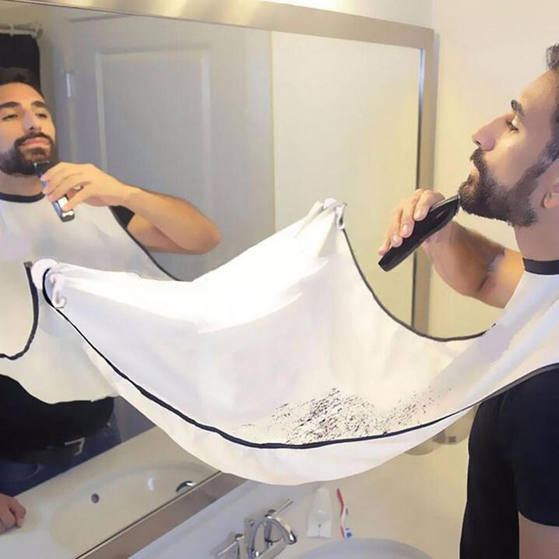 Facial Hair Bangs Trimming Catcher Beard Whiskers Bib Shaving Apron Cape Cloth with Two Suction Cups