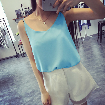 HELIAR Female Silky Spahgetti Strap Camisoles Women Sexy Crop Top Solid Camisoles Femme Beach Camis Women Sexy Tank Tops Summer