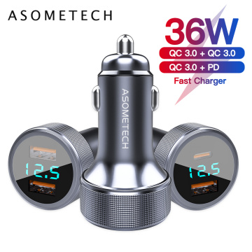 36W USB Car Charger Quick Charge 3.0 Fast Charging Type C QC PD3.0 Mobile Phone Charger Adapter For iPhone Xiaomi Samsung Huawei