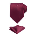 GUSLESON Solid Formal Tie Waterproof Necktie Pocket Square Set Business Wedding Classic Men's Silk Ties 8cm Corbatas Fashion