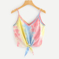 Crop Tops Womens Sexy V Neck Vest Bownot Colorful Printed Croptop Fashion Leisure Sleeveless T-Shirt tops mujer verano 2019 N4