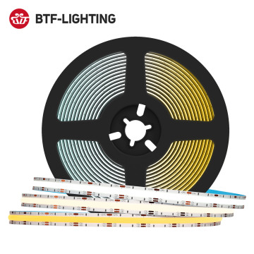 FCOB CCT LED Light Strip 640 LEDs High Density Flexible FOB COB 10mm Led Lights RA90 Warm White with White Linear Dimmable DC24V