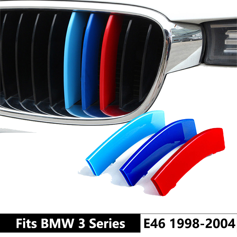 M Color Sport Kidney Strip Clip Insert Trims Stickers For BMW 3 series E46 1998-2001 2002-2004 Car Grille Decoration Accessories