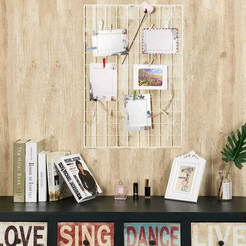 Grid Panel, Photo Wall Display,Mesh Wall Decor, Multifunctional Hanging Picture Wall, DIY Art Display, with S-Shaped Hooks, Clip