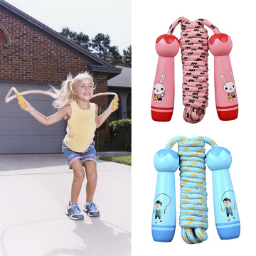 Children 3M Jump Rope Wooden Handle Cotton Rope Cute Sports Skipping Rope Practice Speed Jump Kid Fitness Equipment Training