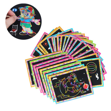 1Pc HOT 12.7*17.2cm Magic Rainbow Scratch Book Paper Black DIY Coating Drawing Toys Scraping Painting Kids Xmas Gifts