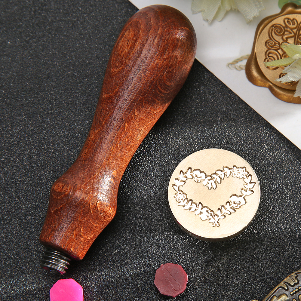 DIY Craft Love Heart Wax Sealing Stamp Retro Wood Handle Copper Seal Wax Stamp For Envelop Decortaion Wedding Supplies