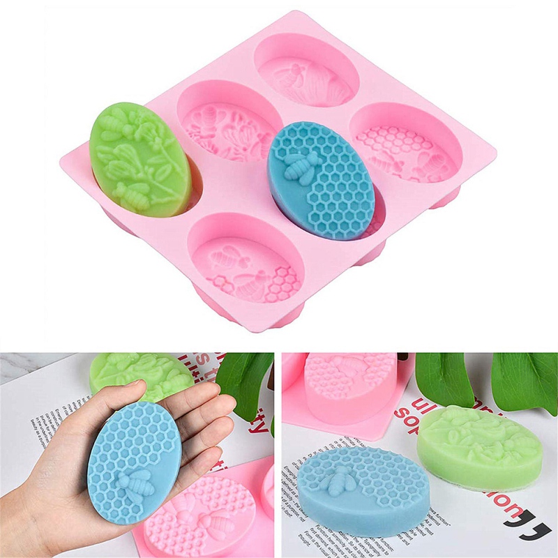 Honey Bee Silicone Soap Mold DIY 3D Handmade Soap Mold Silicone Oval Soap Molds For Soap Making