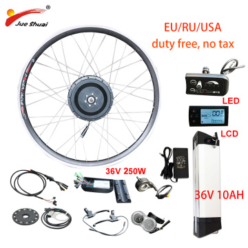 EU RU Duty Free No Tax 36V 250W e Bike Kit 36V10AH Lithium Battery Electric Bicycle Conversion Kit Front Rear Hub Motor Wheel